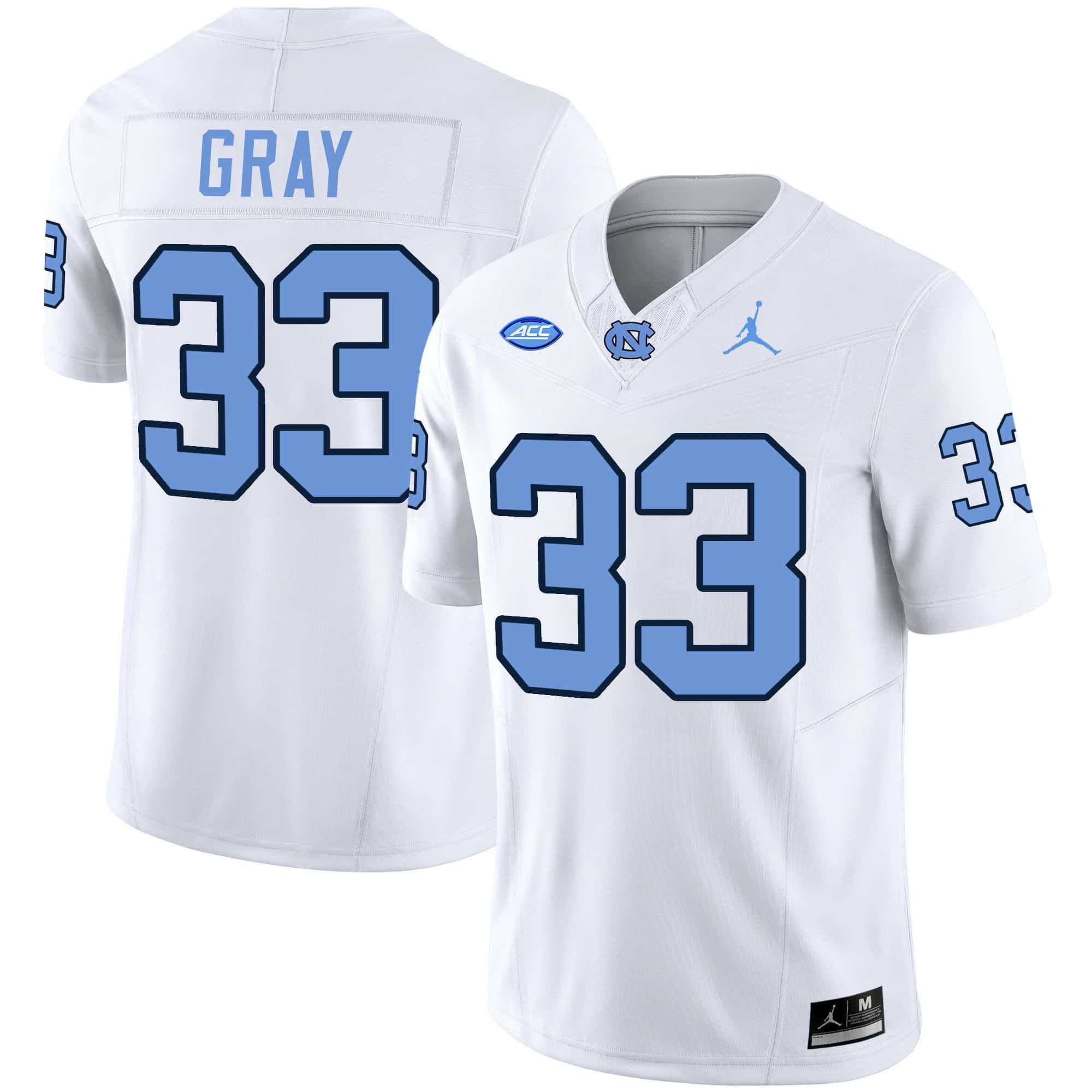 Men North Carolina Tar Heels #33 Gray White 2024 Vapor Limited NCAA Jersey